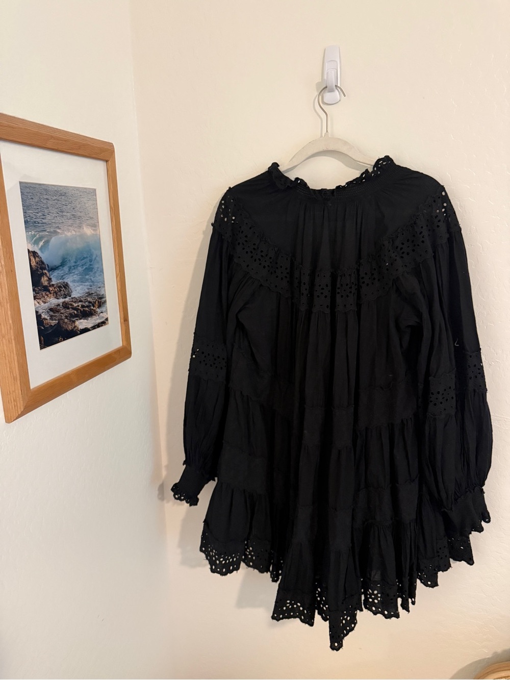 Anthropologie Maeve Black Long Sleeve Lace Mini Dress - Picture 7 of 7